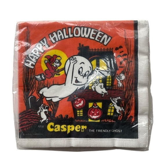 Vintage Casper The Friendly Ghost Napkins 1 Package Of 16 New Halloween Cartoon - Picture 1 of 10